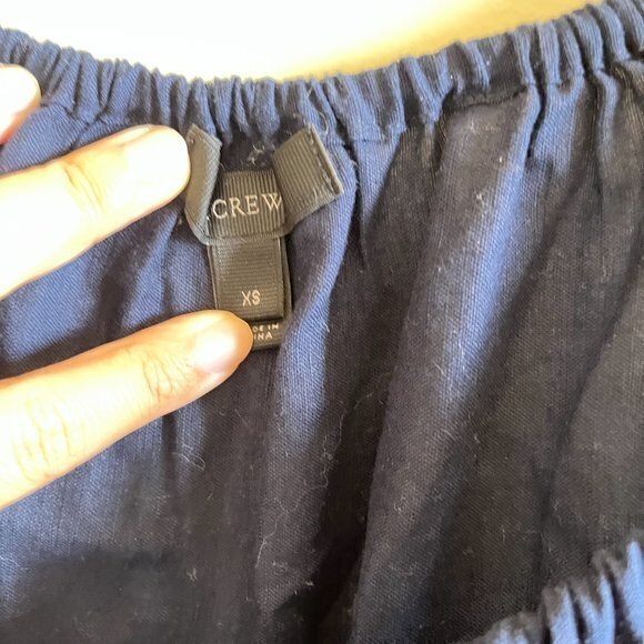 J.Crew Embroidered‎ Linen Cotton Pom-Pom Cover-Up Navy Blue Dress Womens Size XS - Picture 3 of 7